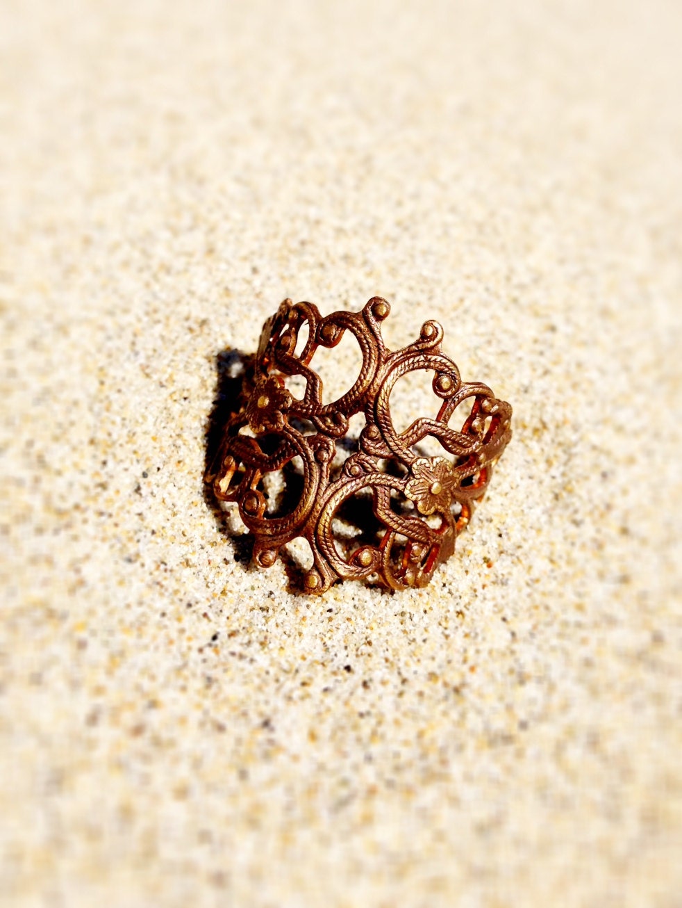 Vintaj Natural Brass Filigree Wrap Adjustable Ring