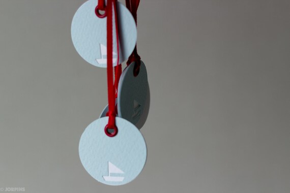Boat gift tags in blue - Set of 5