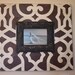 Fretwork Distressed 5x7 Wood Picture Frame with 8" Wood Espresso and Vintage Cream with Black Embossed Trim