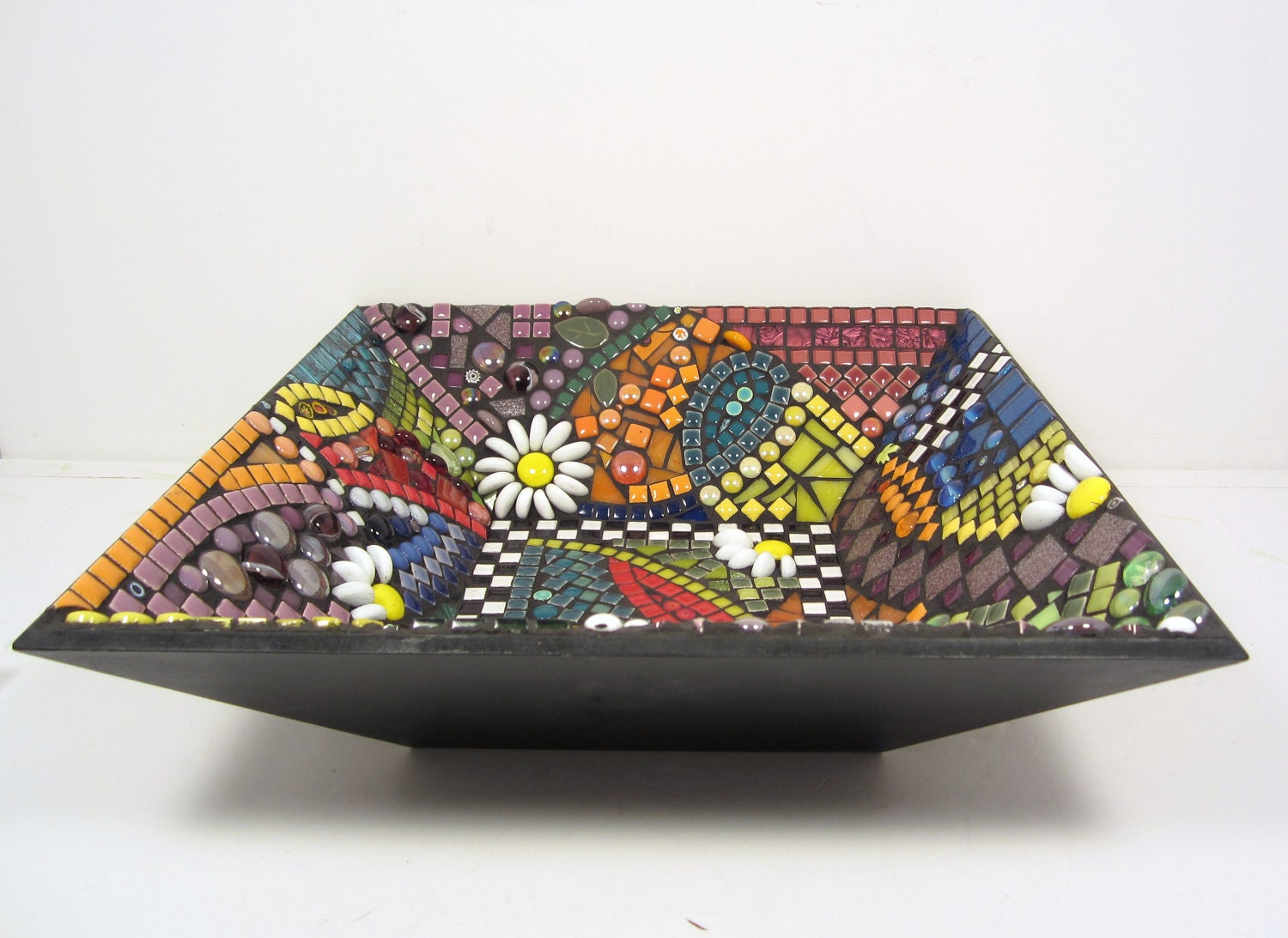 MOSAIC statement piece -- Bowl, colorful mosaic, perfect for giving or keeping, great group gift for weddings, holidays..  fruit bowl'