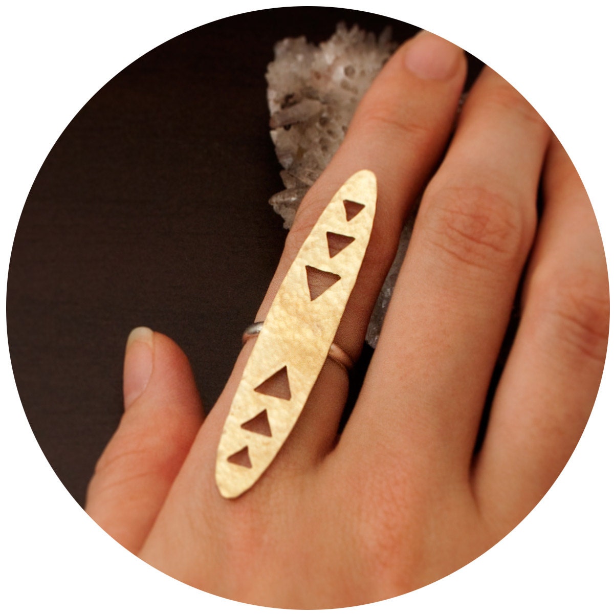 Tribal Arrow Shield Ring // Sterling silver hammered metalwork