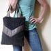 Chevron Mini Tote Bag - Repurposed Leather and Corduroy