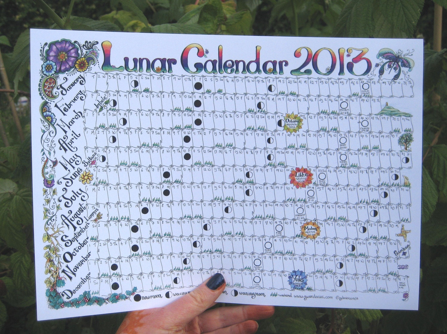 2013 Lunar Moon Calendar  A3