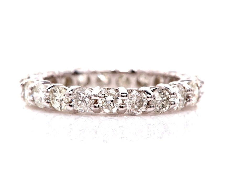 Eternity WEDDING BAND - Diamond -  Right Hand  Ring - 18K white gold - Anniversary - gift
