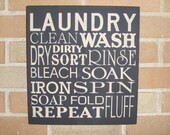LAUNDRY, Hand Painted Primitive Wood Sign, Home Decor, Housewares, Wall Decor, Typography