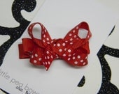 LPB - Bitty Boutique Twisted Bow - RED Polka Dot