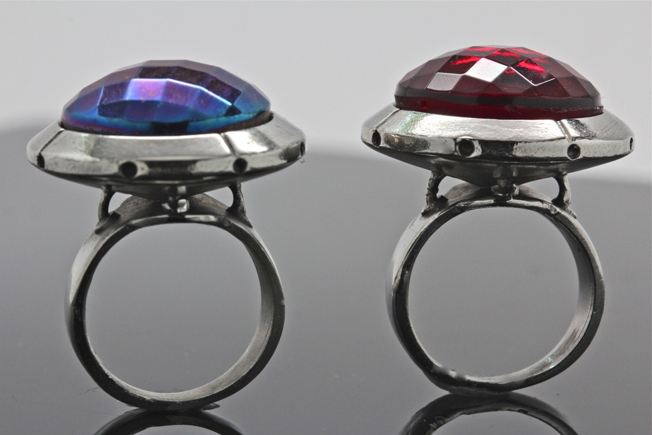 UFO Cocktail Ring Blue Bayer Design NYC Size 7 and 8 in stock.