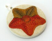 Starfish, Handmade Decoupaged Pendant, FREE SHIPPING