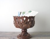 Brown Pottery Planter or Footed Dish