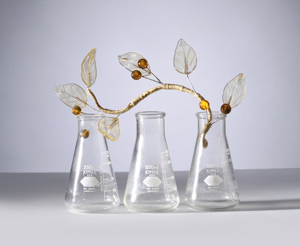 Vintage Lab Glass Vase Flask for Scientific Flowers
