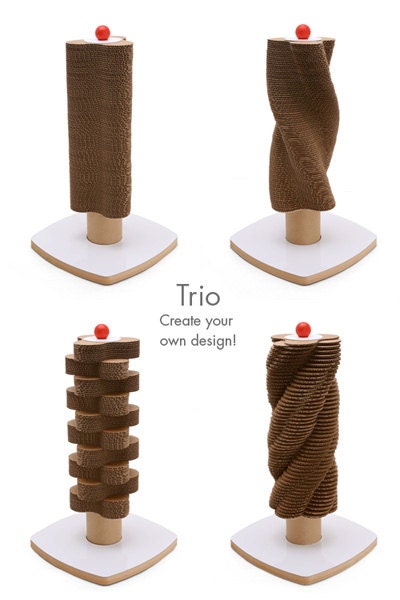 Trio Red Scratch Tower - Modern Cardboard Cat Scratching Tower