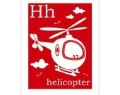 Children's Wall Art / Nursery Decor H is for Helicopter 8x10 inch print by Finny and Zook