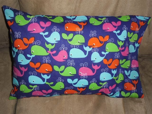Pillow Case - Travel Size - Children - Purple - Plum - Whales - Green - Orange - Blue - Pink