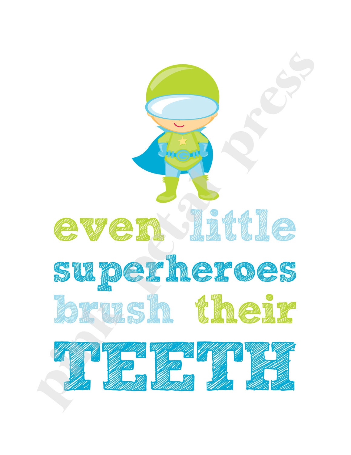 Brush Your Teeth Superhero Wall Art