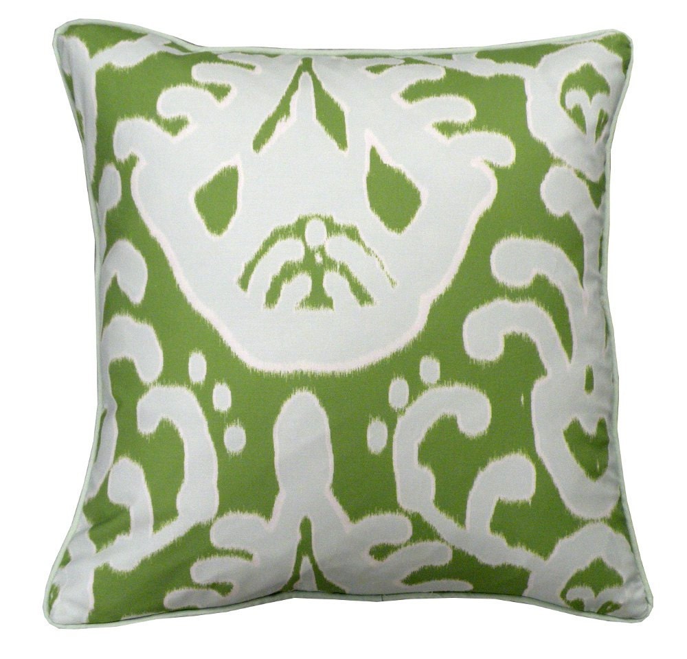 Ikat Toss PIllow Cover - Pastel - Ikat - Green and Seafoam -