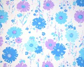 Blue and Purple Flowers Vintage Sheet - Fat Quarter (FB013)