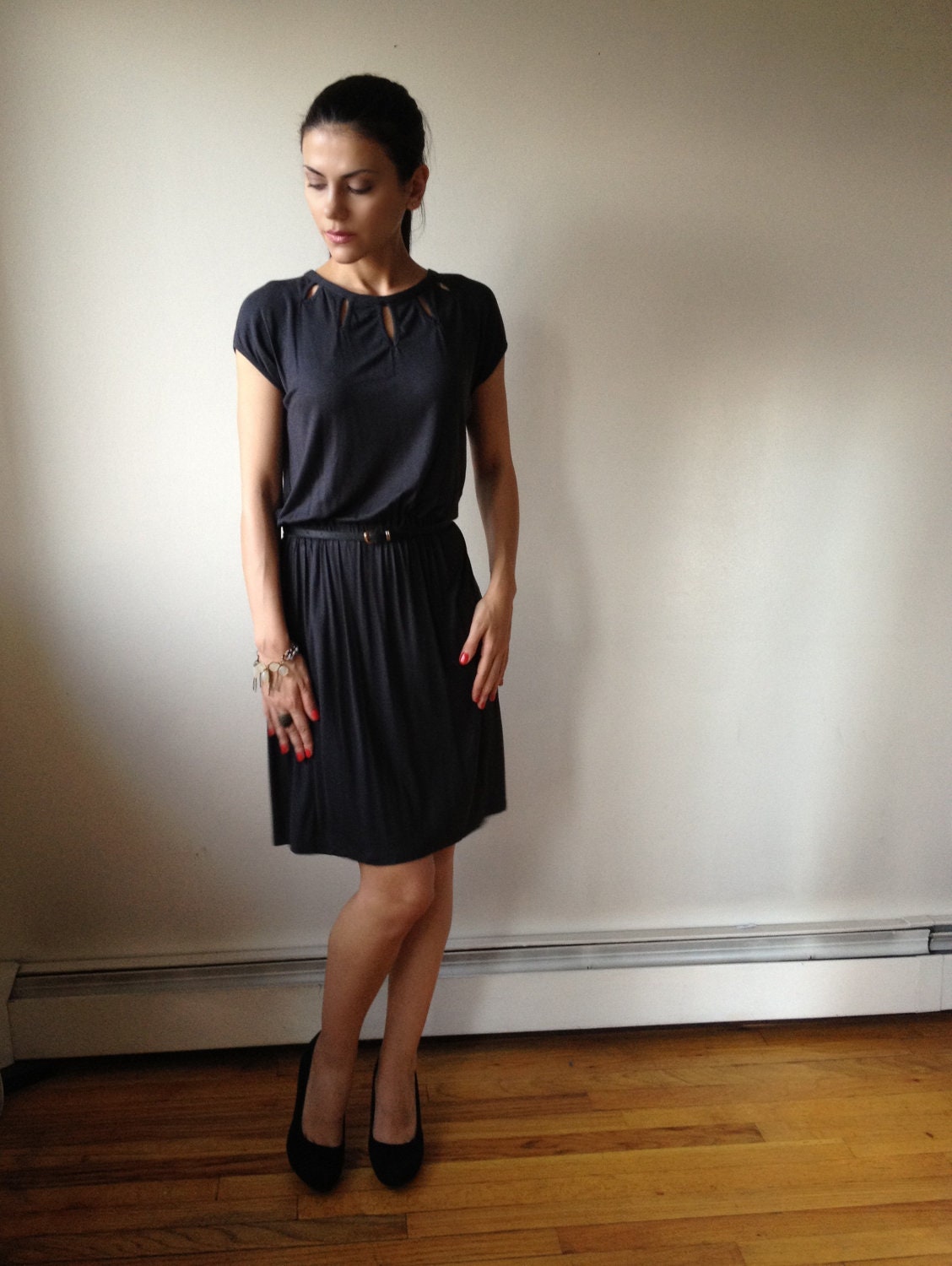 Black Elegant Dress - Free US Shipping - Donation to UNICEF - Item MM-DRT11B1