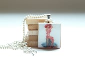 CLEARANCE - Pin Up Girl Scrabble Tile Pendant With Silver Ball Chain Necklace (S5)