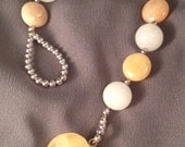 Honey Jade and White Quartz Gratitude Meditation Beads