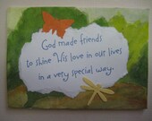 ACEO - God made Friends original watercolor painting embellished 261 handmade watercolorsNmore