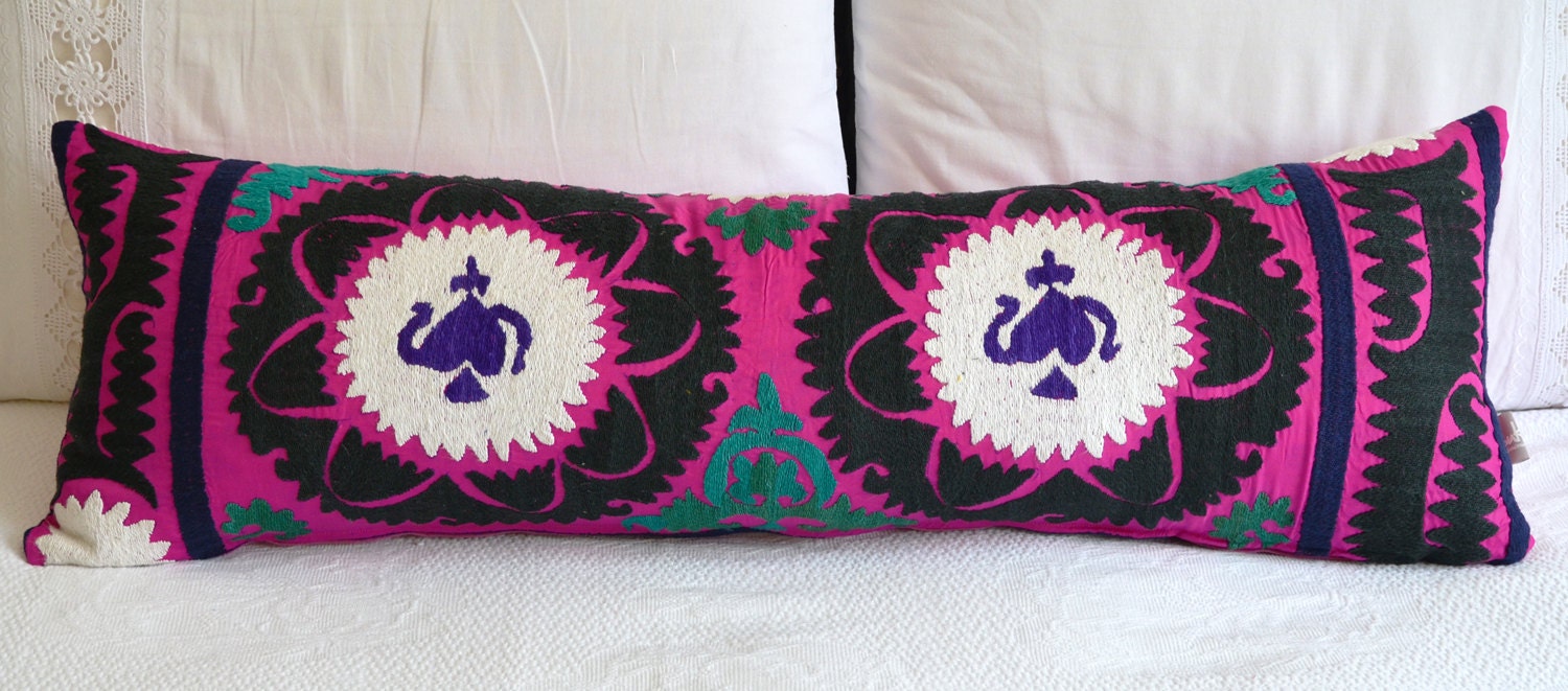 Sukan / Bolster Pillows - Body Pillows - Long Pillow - Large - Large Bolster Pillows - Handmade Suzani Pillow Cover