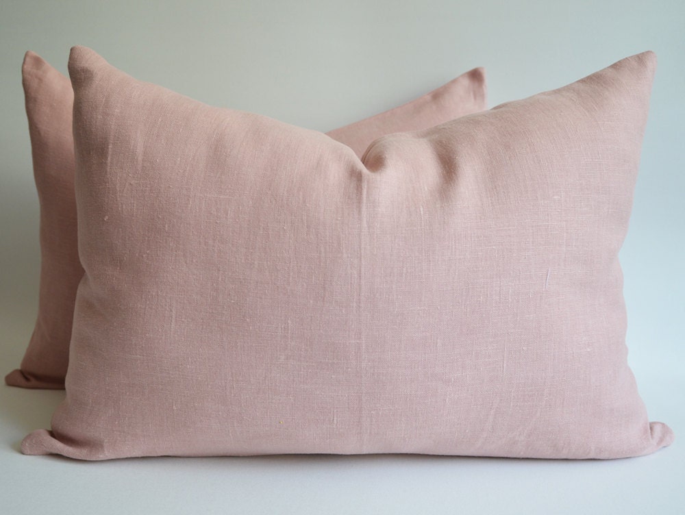 Sukan / 1 Very SOFT Pink Linen Pillow Cover - Custom Pillow - Lumbar Pillow - Bolster - 16x24 inch