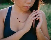 Garnet & Gold Crystal Necklace - swarovski crystal gold filled beaded january birthstone - elegant simple jewelry - adenandclaire