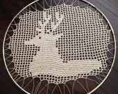 MAY 10% SALE Reindeer Lace Hoop wall hanging