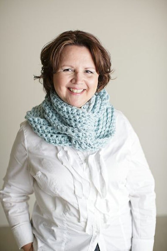 Crochet PATTERN - Chunky Chocolate and Vanilla Twist Scarf Cowl INSTANT DOWNLOAD