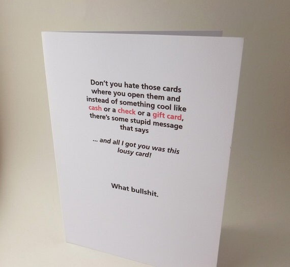 Funny smartass birthday card - "I Got you an Imaginary Boyfriend" - slightly dirty