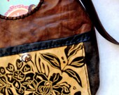 Round Leather Floral  Printed Hip Bag in Mustard