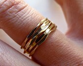 Mixed Set of Five Gold Stacking Rings - 3 I'm Hammered Wavy and 2 Pretty Girl 14k Gold Filled Ring Set