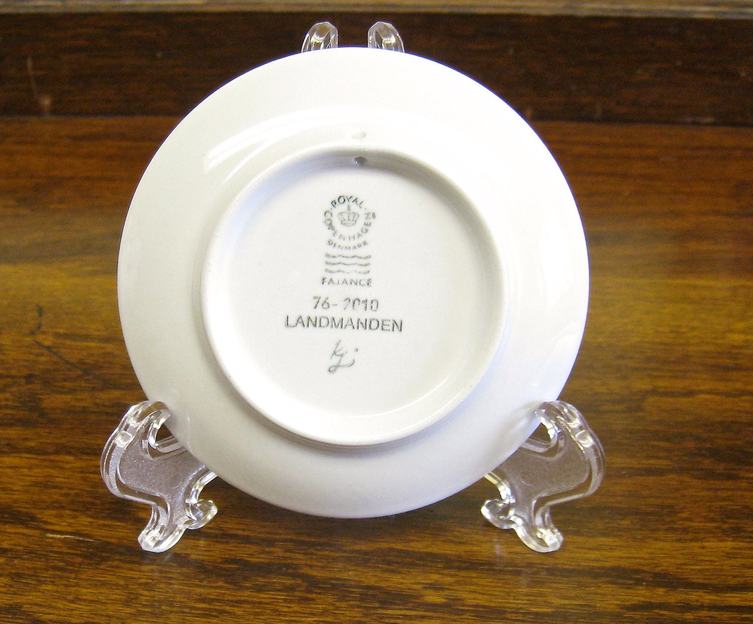 Royal Copenhagen Butter Pat, Faiance Landmanden, Wall Hanging, Butterpat, Tip Tray, Pin Dish, Blue Country Scene with Horses