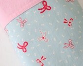 Cotton & Flannel Baby Stroller Blanket in Bluebell and Pink