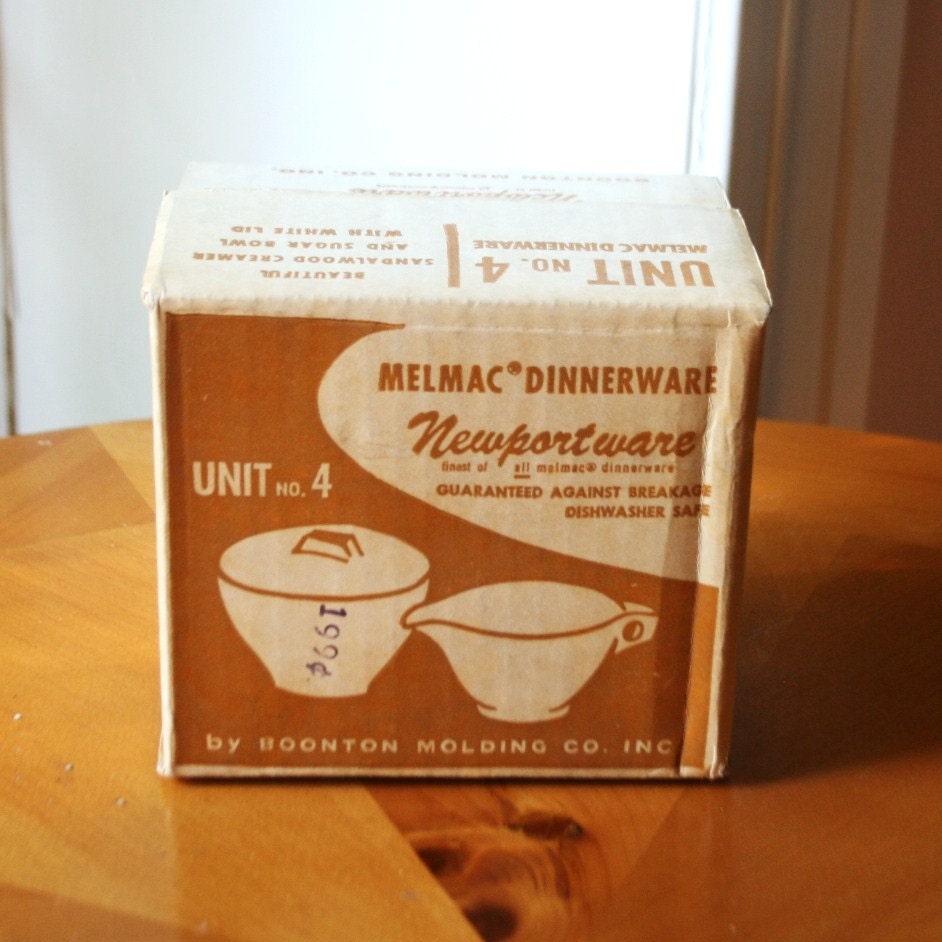 Mid Century Melmac Creamer and Sugar Set - Deadstock - Never Opened