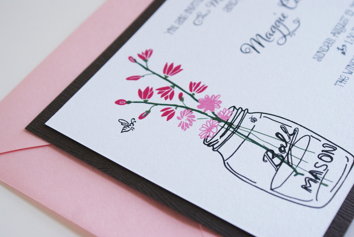 Mason Jar with Wildflowers Shower or Party Invitation