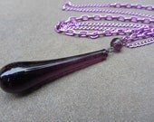 Repurposed Vintage Lamp Shade Glass Drop Pendant in Purple - Womens Upcycled Jewelry Jewellery