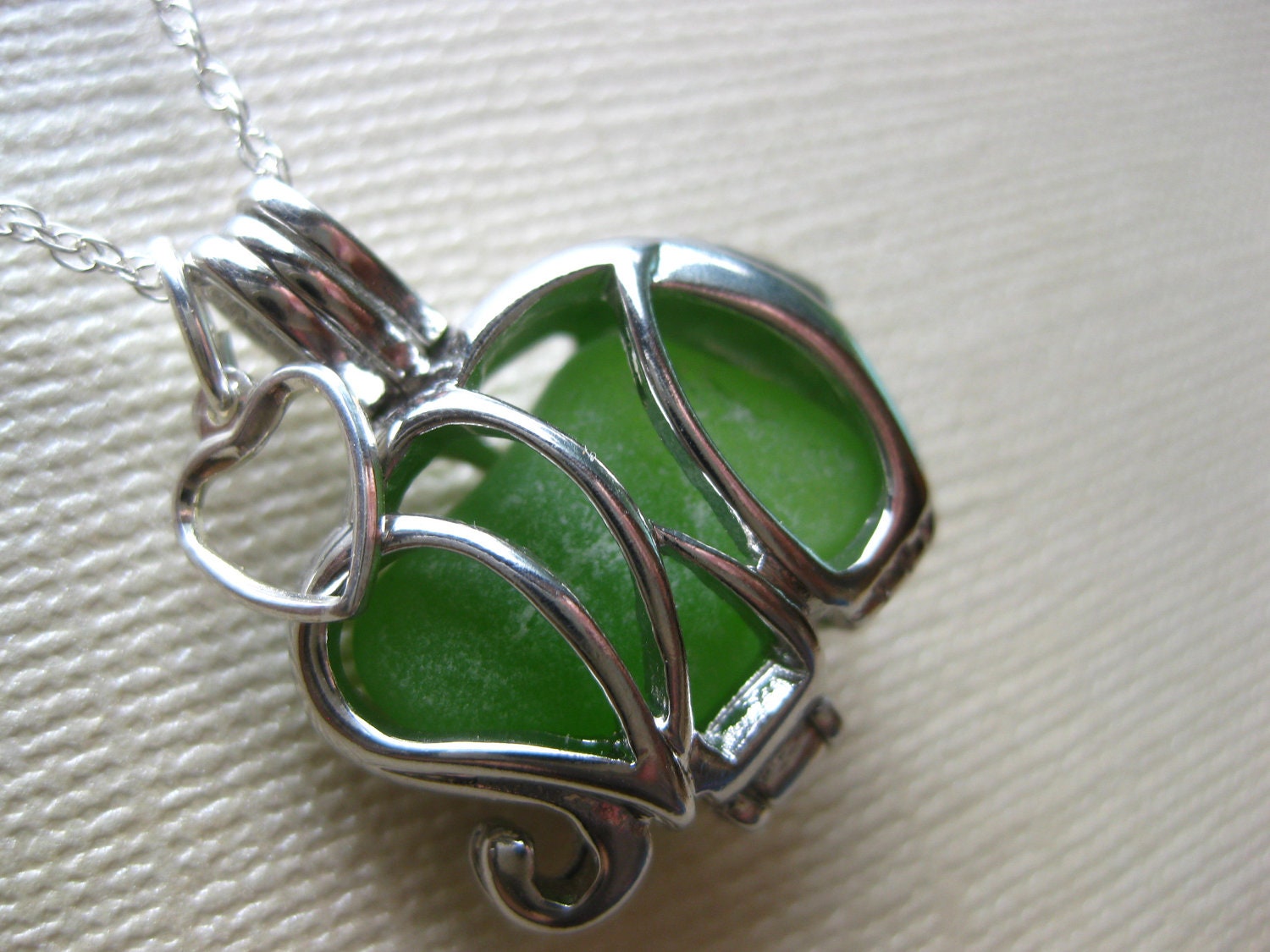 I love Lime Green Elephants Seaglass locket