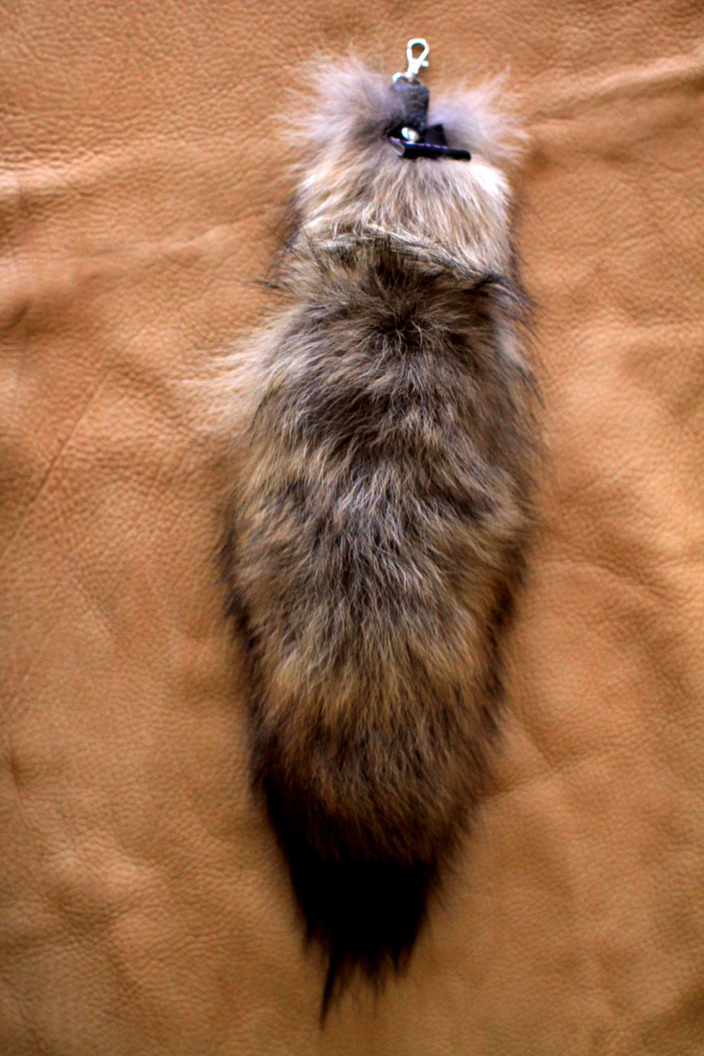 RESERVED - Moving Shop Sale - Recycled Coyote Fur Tail for Keychain or Belt Loops