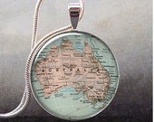 Australia map pendant, Australia map necklace, Australia jewelry, Australia jewellery, map charm