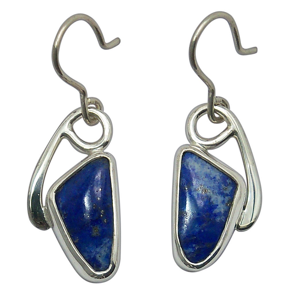 Lapis Lazuli and Sterling Silver Dangle Earrings, elapd2143