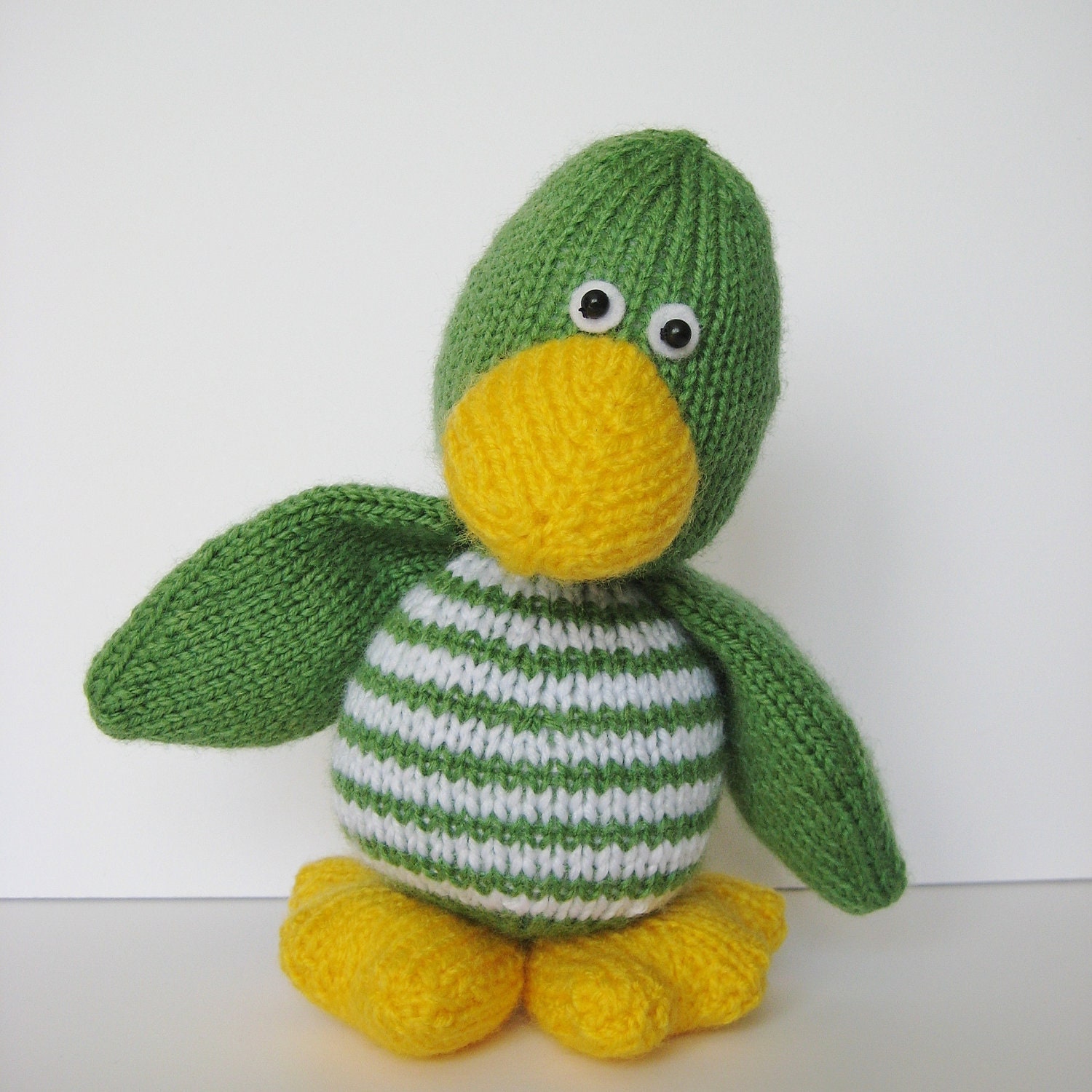 Quacky duck toy knitting pattern - knit a cute animal with an easy to follow downloadable pattern from fluff and fuzz