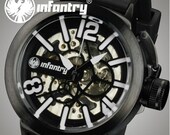 Skeleton Vintage Retro Steampunk Leather Wrap Watch Mechanical Bracelet Wind Watch with a lovely Silver Gold skeleton pattern FREE SHIP