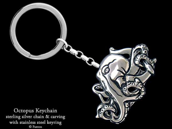Octopus Keychain / Keyring Sterling Silver