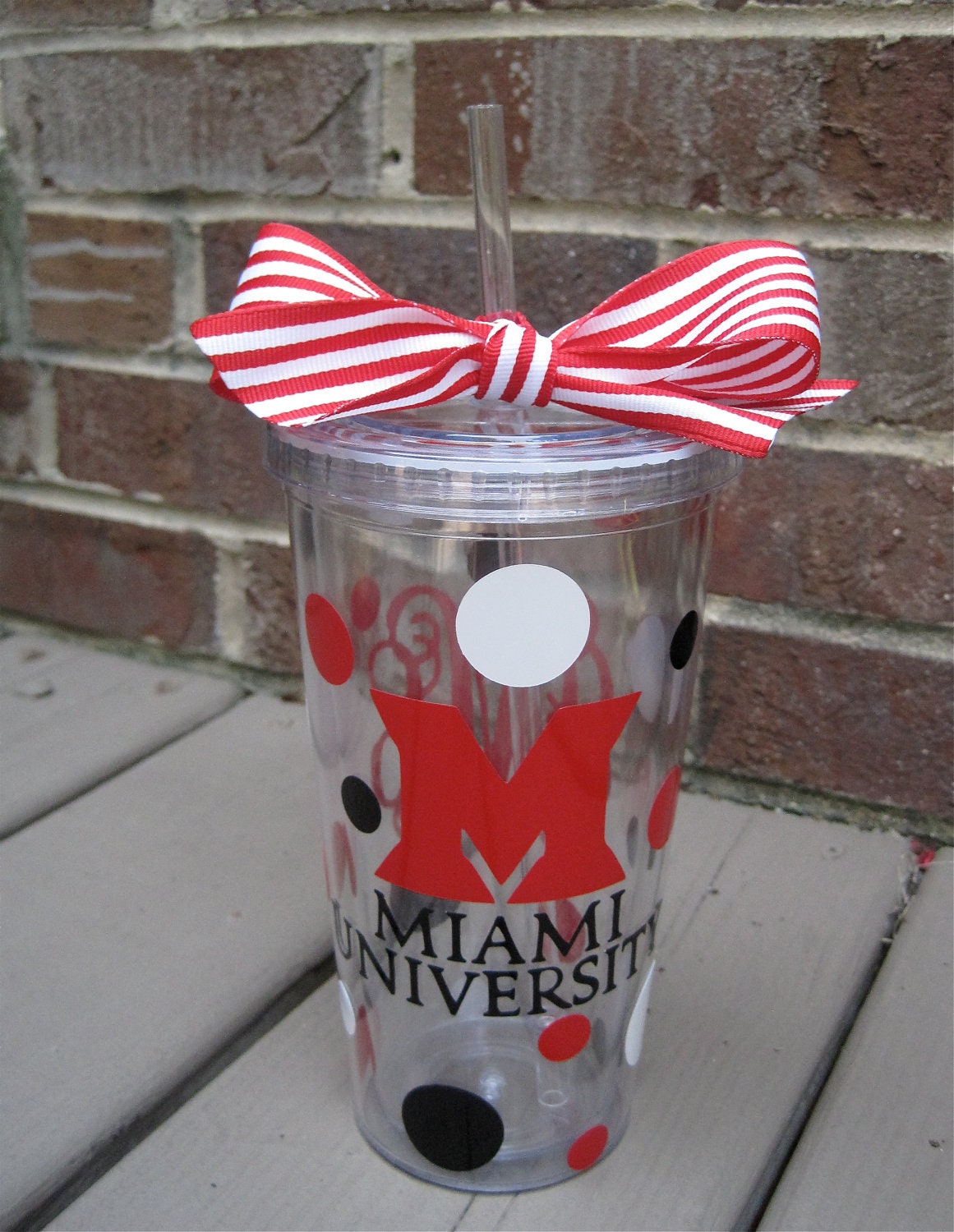 Personalized Miama University of Ohio collegiate tumblers with lid and straw-20 oz.