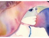 Print of Watercolour Fashion Illustration. Titled - Julie 1