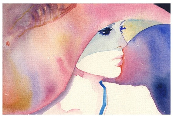 Print of Watercolour Fashion Illustration. Titled - Julie 1