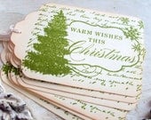 Christmas Tree Gift Tags, Holiday Wrap, Stamped Tags, Gift Wrap, Label, Set of 6