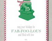 Personalized Holiday Card - Foo Dog Christmas - Set of 24 flat cards - by Flair Designery Il_170x135