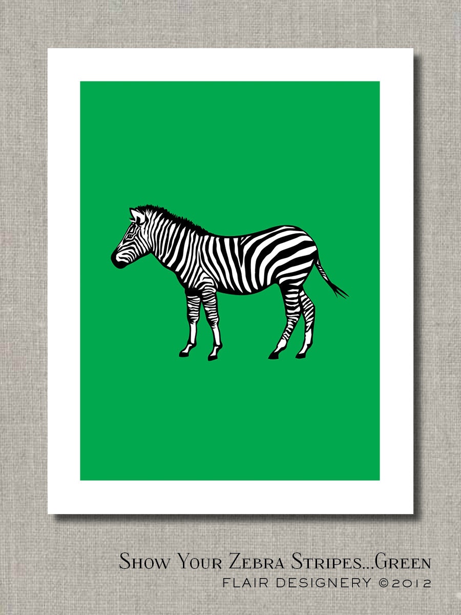 Show Your Zebra Stripes - GREEN - Fine Art Print by Flair Designery Il_170x135